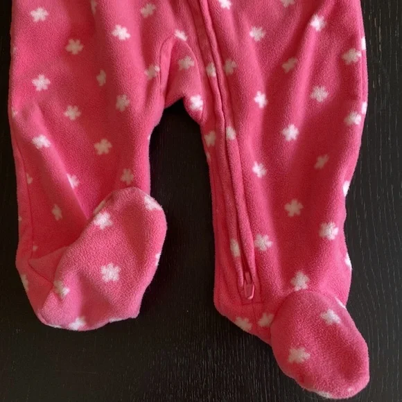 Child of Mine 2-Way Zip Little Sister Fleece Footie 3-6 Months - Picture 3 of 6